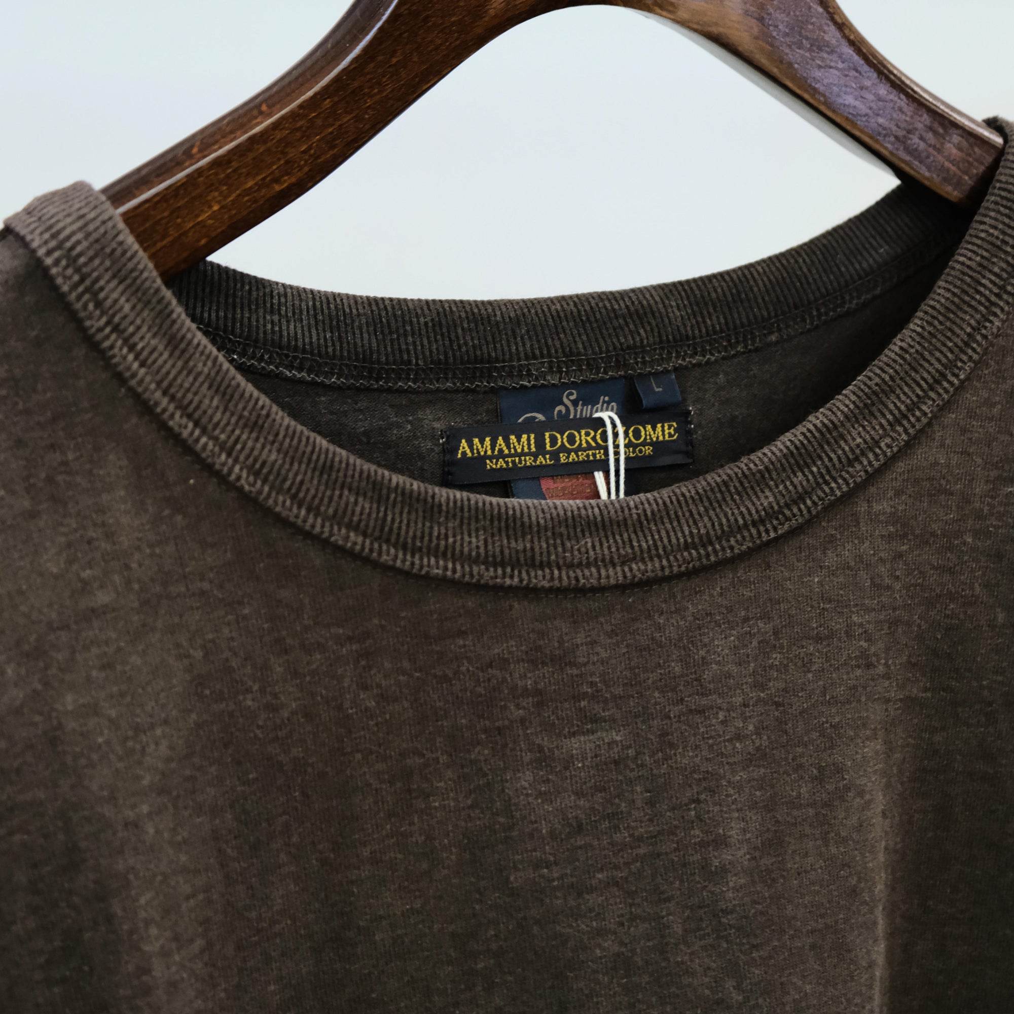 Studio D'Artisan "Amami Dorozome" Crewneck Tee (Dark Brown) - Okayama Denim