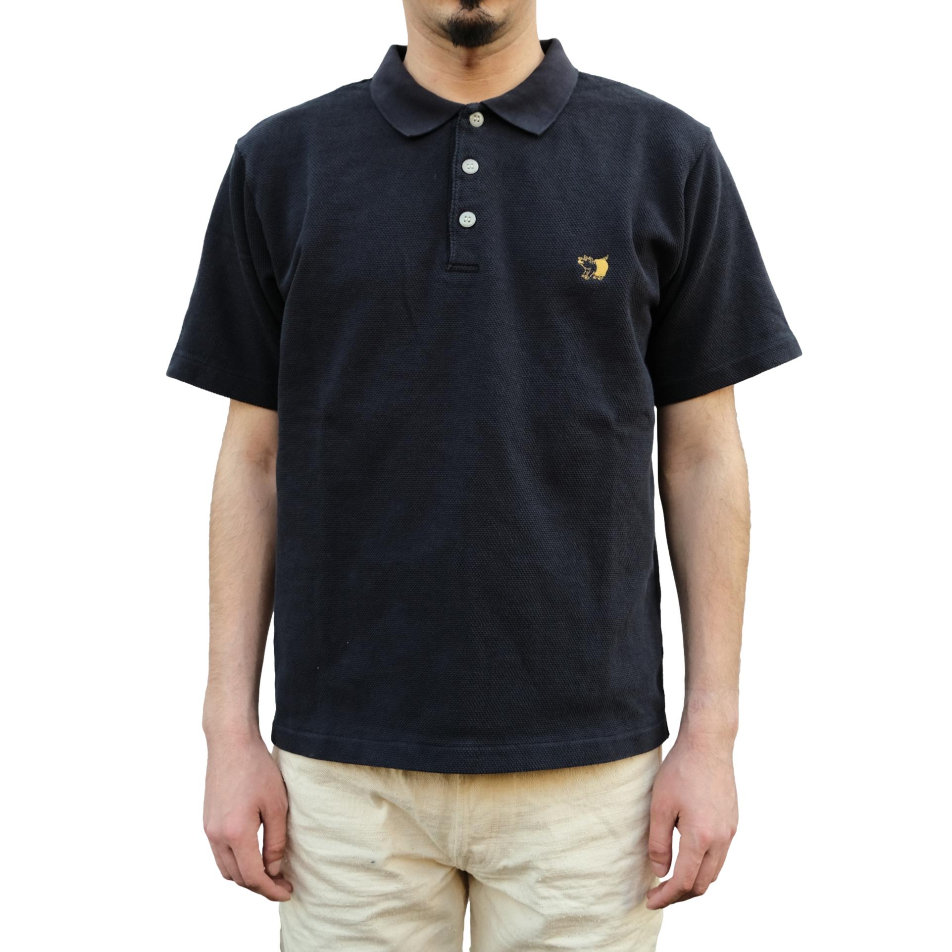Studio D'Artisan Pique Knit Polo Shirt (Navy) - Okayama Denim