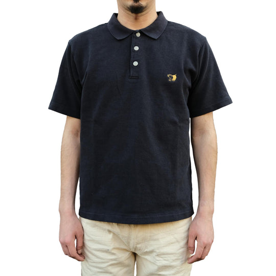Studio D'Artisan Pique Knit Polo Shirt (Navy)