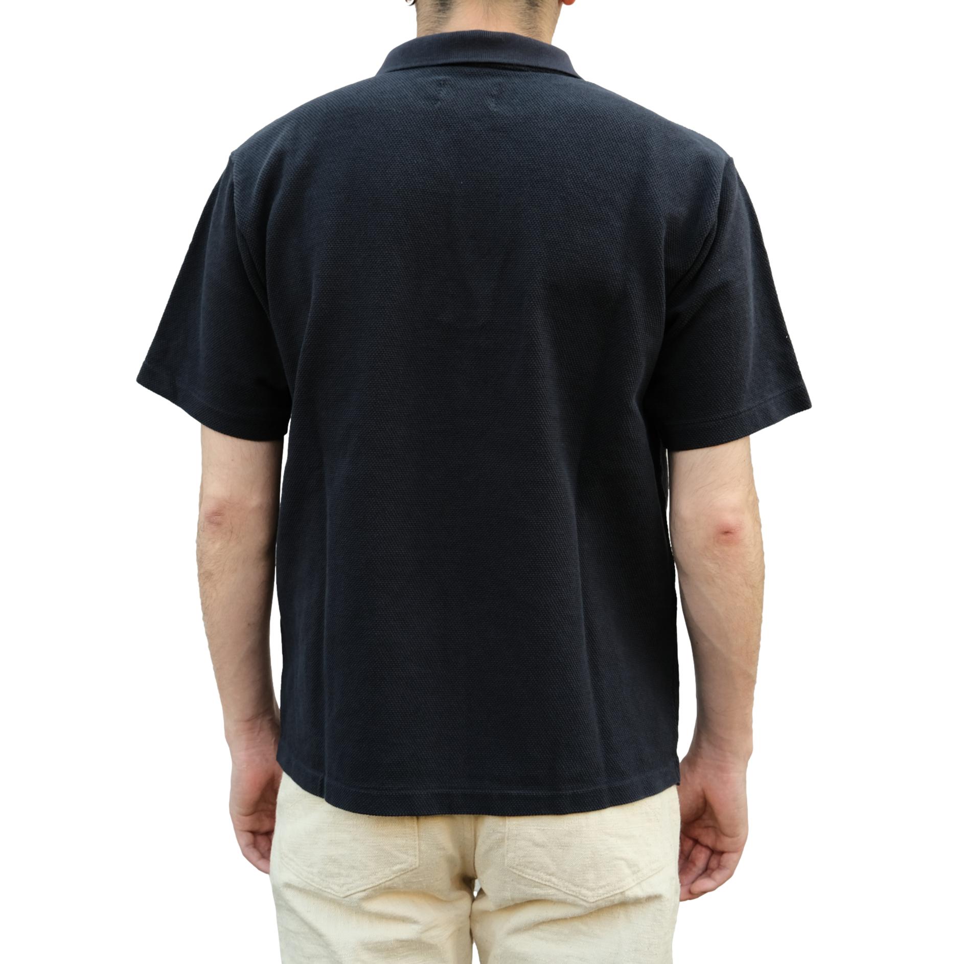 Studio D'Artisan Pique Knit Polo Shirt (Navy) - Okayama Denim