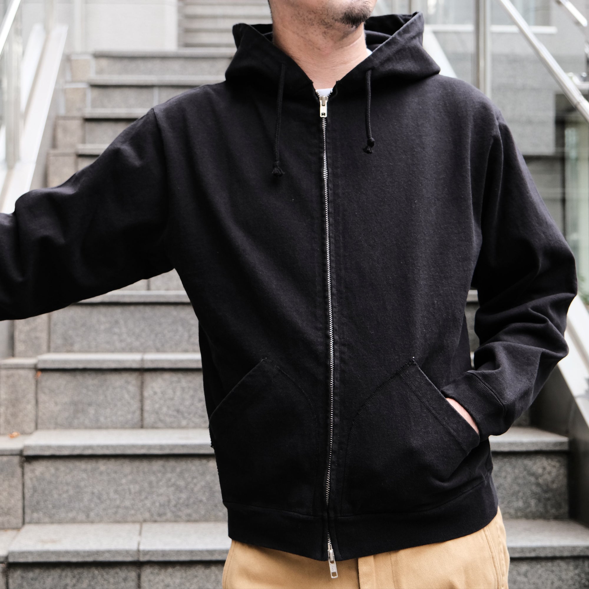 0yasumi！ Samurai Jeans SWS-TW02 Heavyweight Hoodie (Black) - Okayama