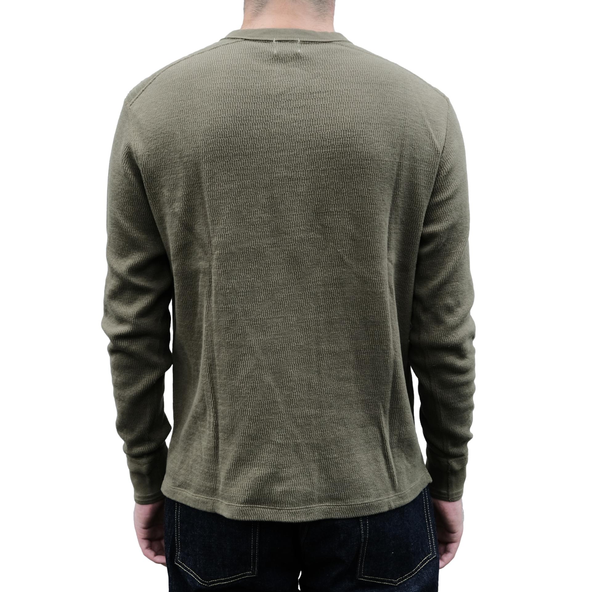 Loop & Weft Supima Long Honeycomb Thermal Henley (Olive)