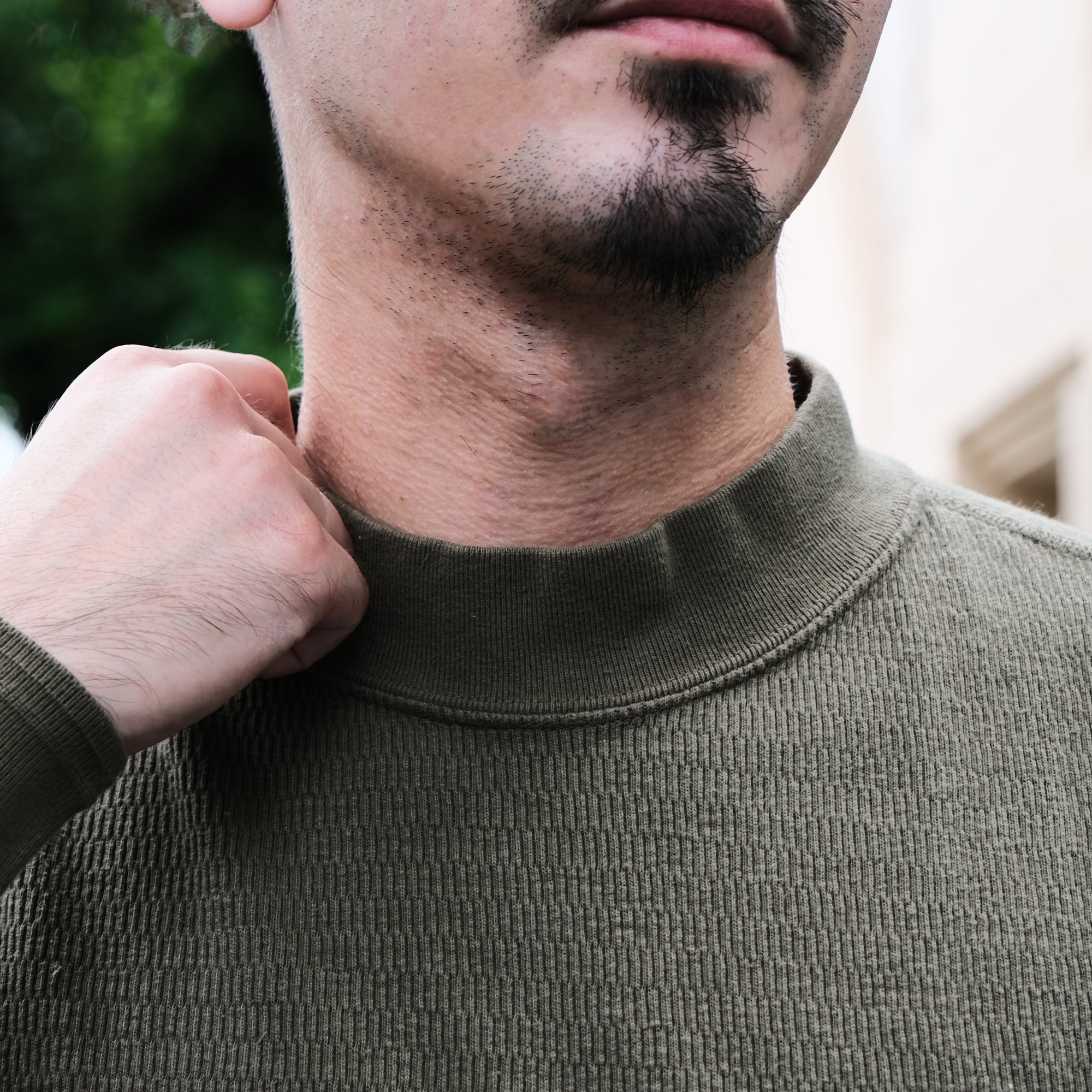 Loop & Weft Supima Long Honeycomb Mock Neck Thermal (Olive)