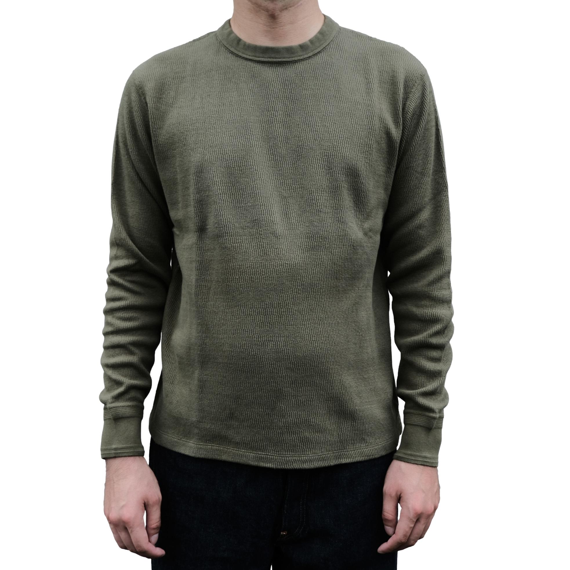 Loop & Weft Supima Long Honeycomb Crewneck Thermal (Olive)
