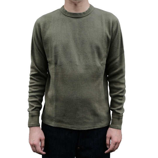 Loop & Weft Supima Long Honeycomb Crewneck Thermal (Olive)