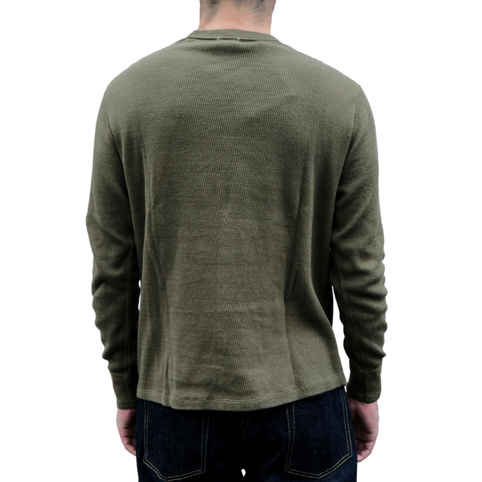 Loop & Weft Supima Long Honeycomb Crewneck Thermal (Olive)