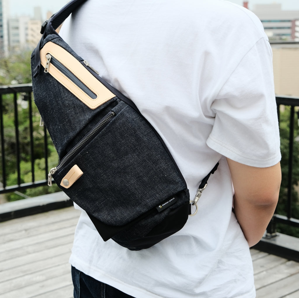 Master-piece x Fullcount "Super Smooth" Sling Bag - Okayama Denim