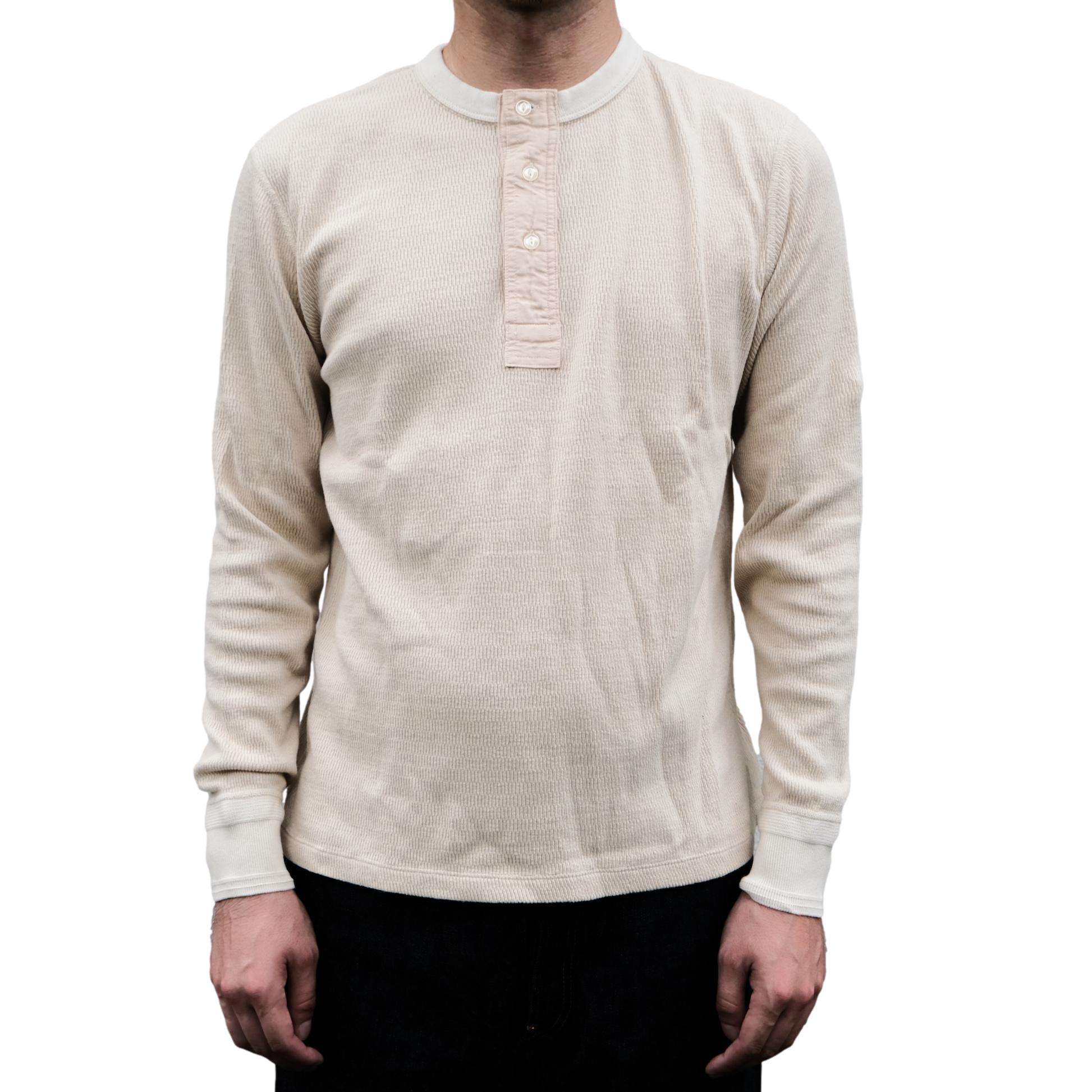 Loop & Weft Supima Long Honeycomb Thermal Henley (Ivory)