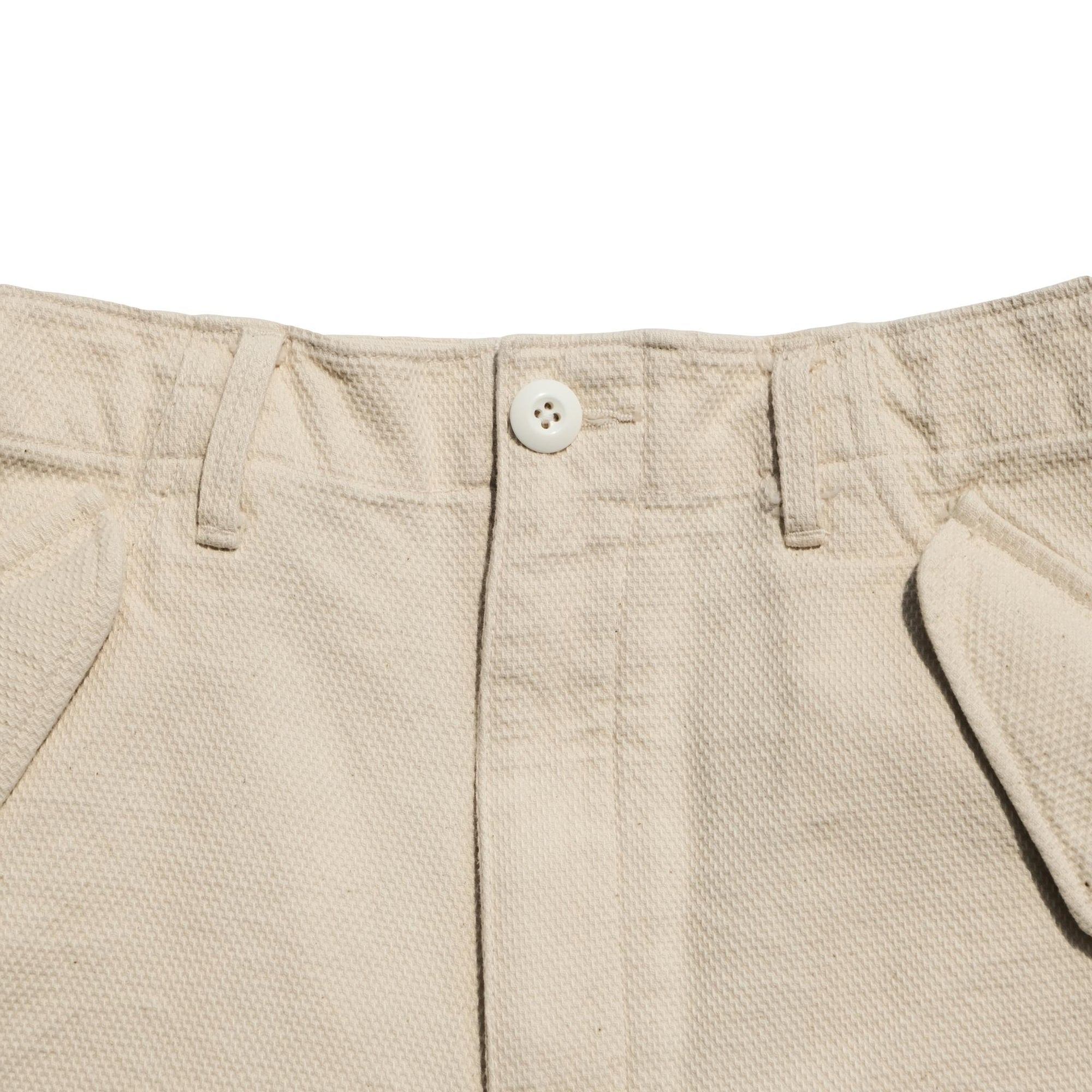 Soundman "Eldred" Ecru Sashiko Cargo Shorts - Okayama Denim