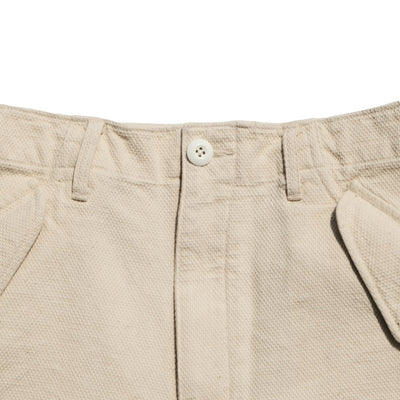 Soundman "Eldred" Ecru Sashiko Cargo Shorts - Okayama Denim