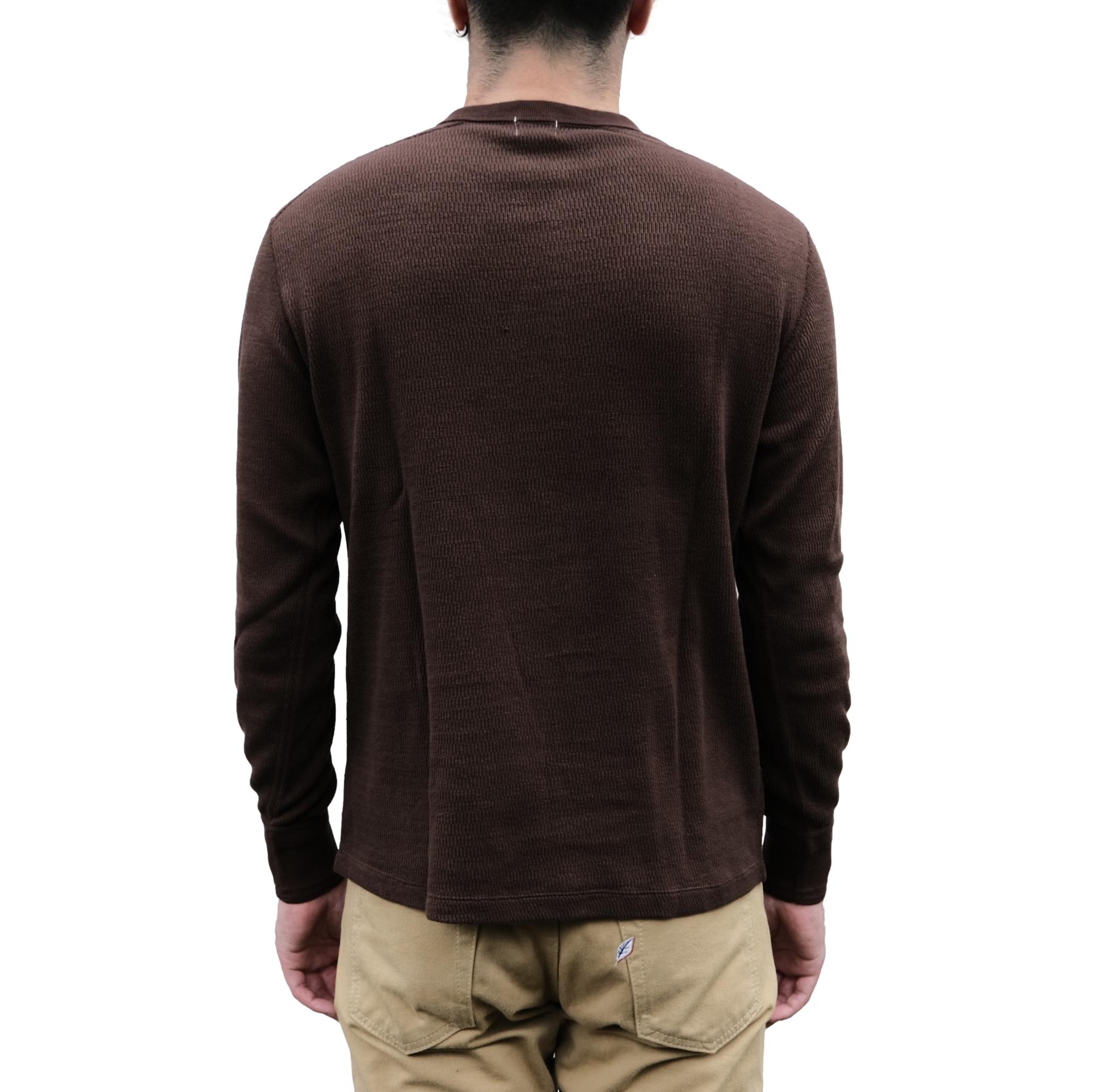 Loop & Weft Supima Long Honeycomb Thermal Henley (Brown)