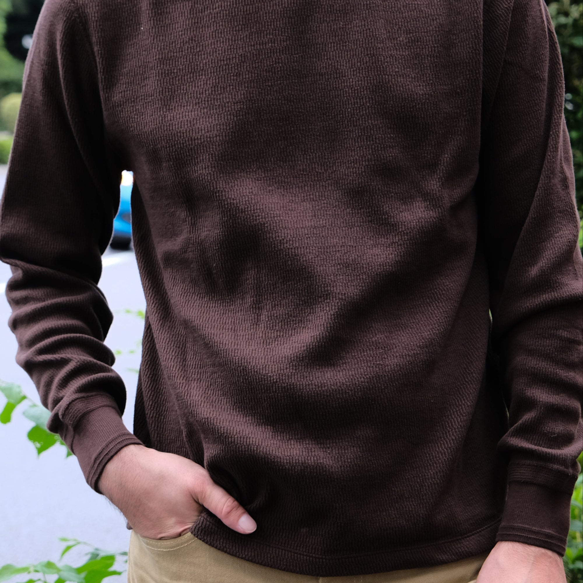 Loop & Weft Supima Long Honeycomb Crewneck Thermal (Brown)
