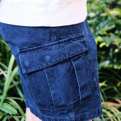 Soundman "Eldred" Indigo Sashiko Cargo Shorts - Okayama Denim