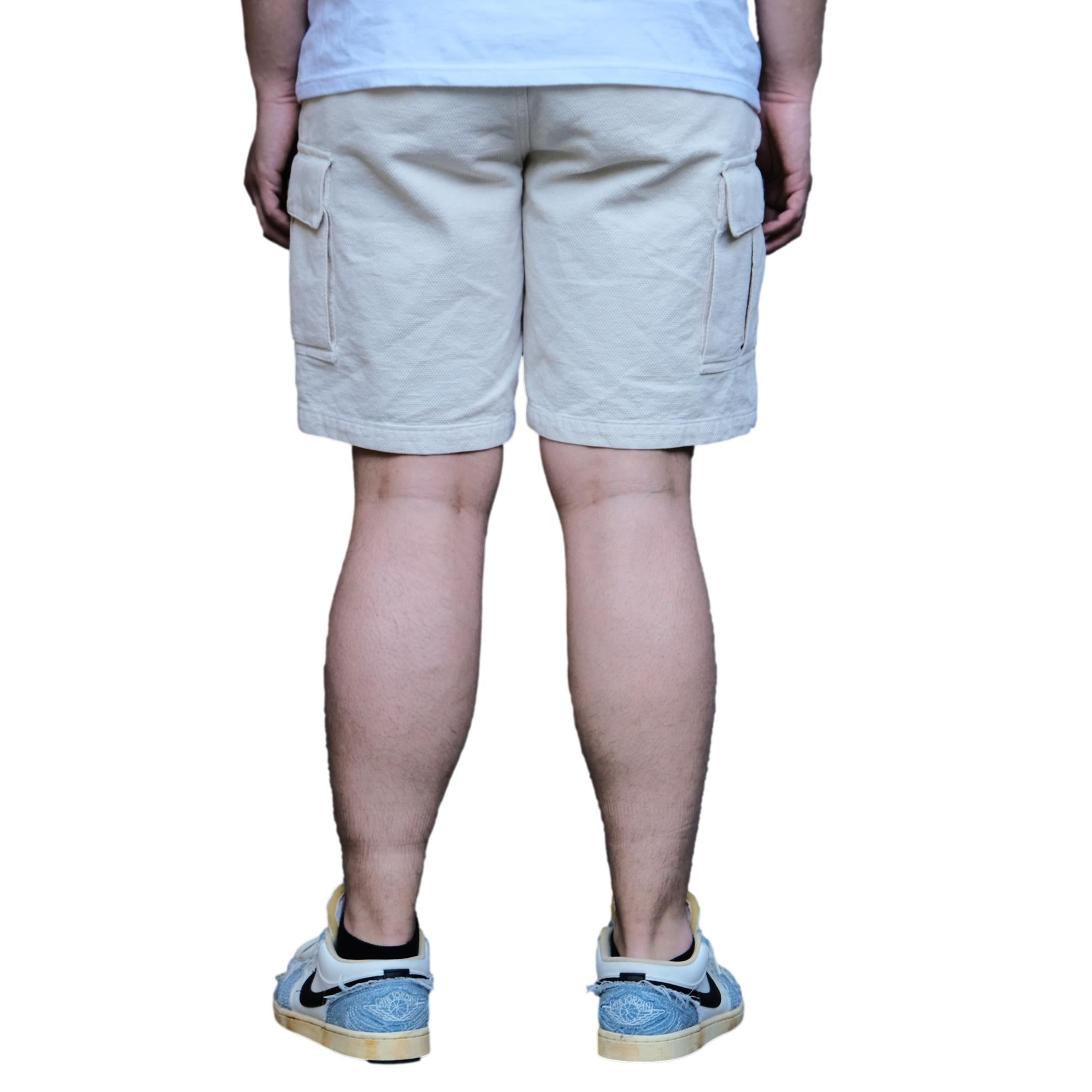 Soundman "Eldred" Ecru Sashiko Cargo Shorts - Okayama Denim
