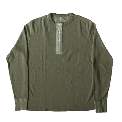 Loop & Weft Supima Long Honeycomb Thermal Henley (Olive)
