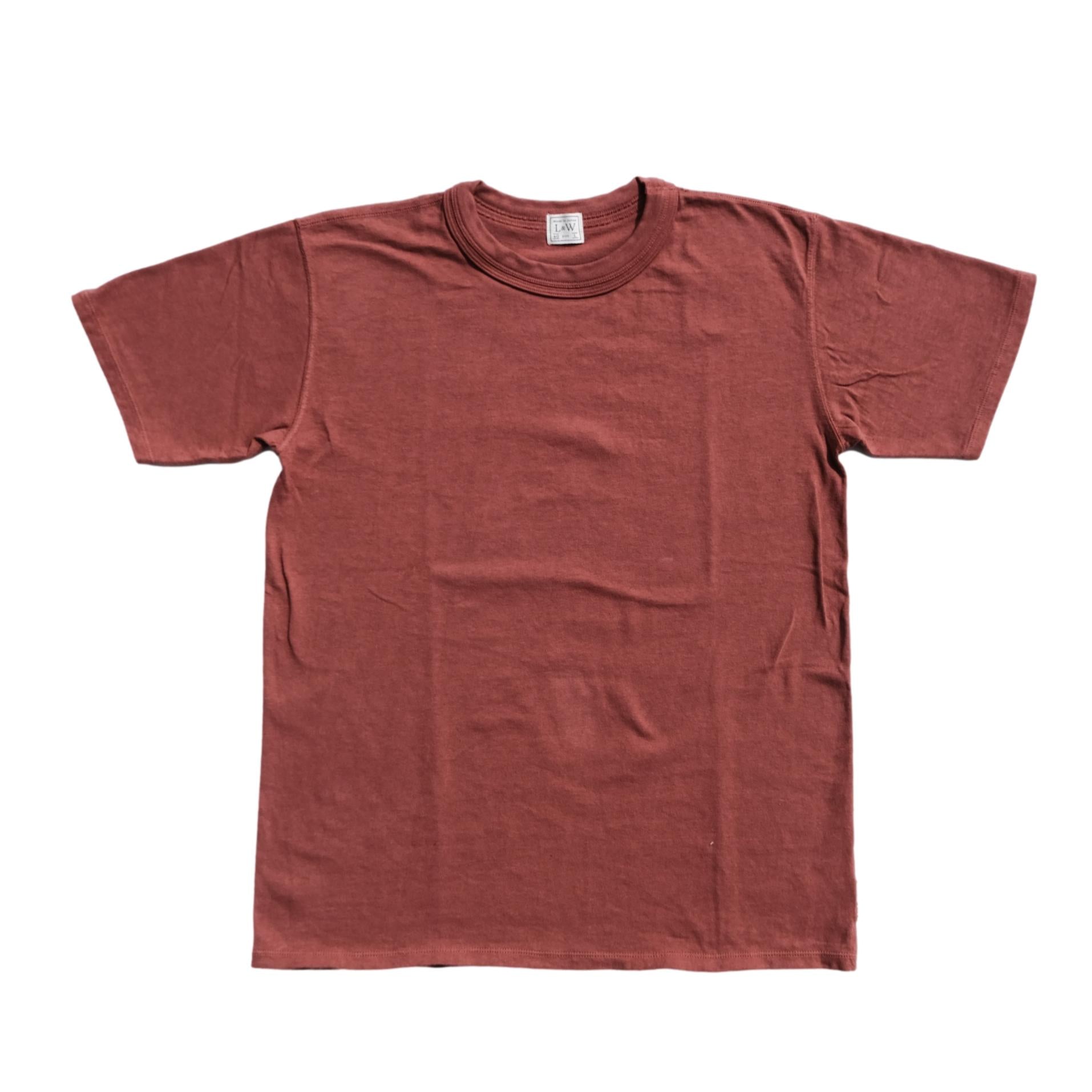 Loop & Weft Loopwheel Double Binder S/S Crewneck Tee (Burgundy) - Okayama Denim