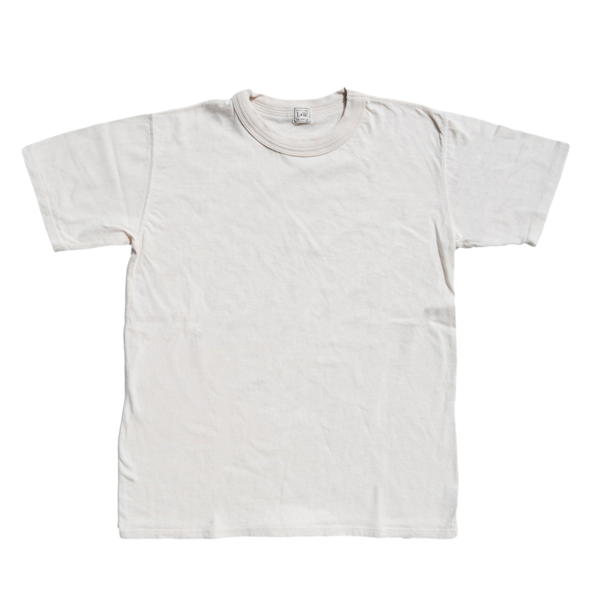 Loop & Weft Loopwheel Double Binder S/S Crewneck Tee (Ivory) - Okayama Denim