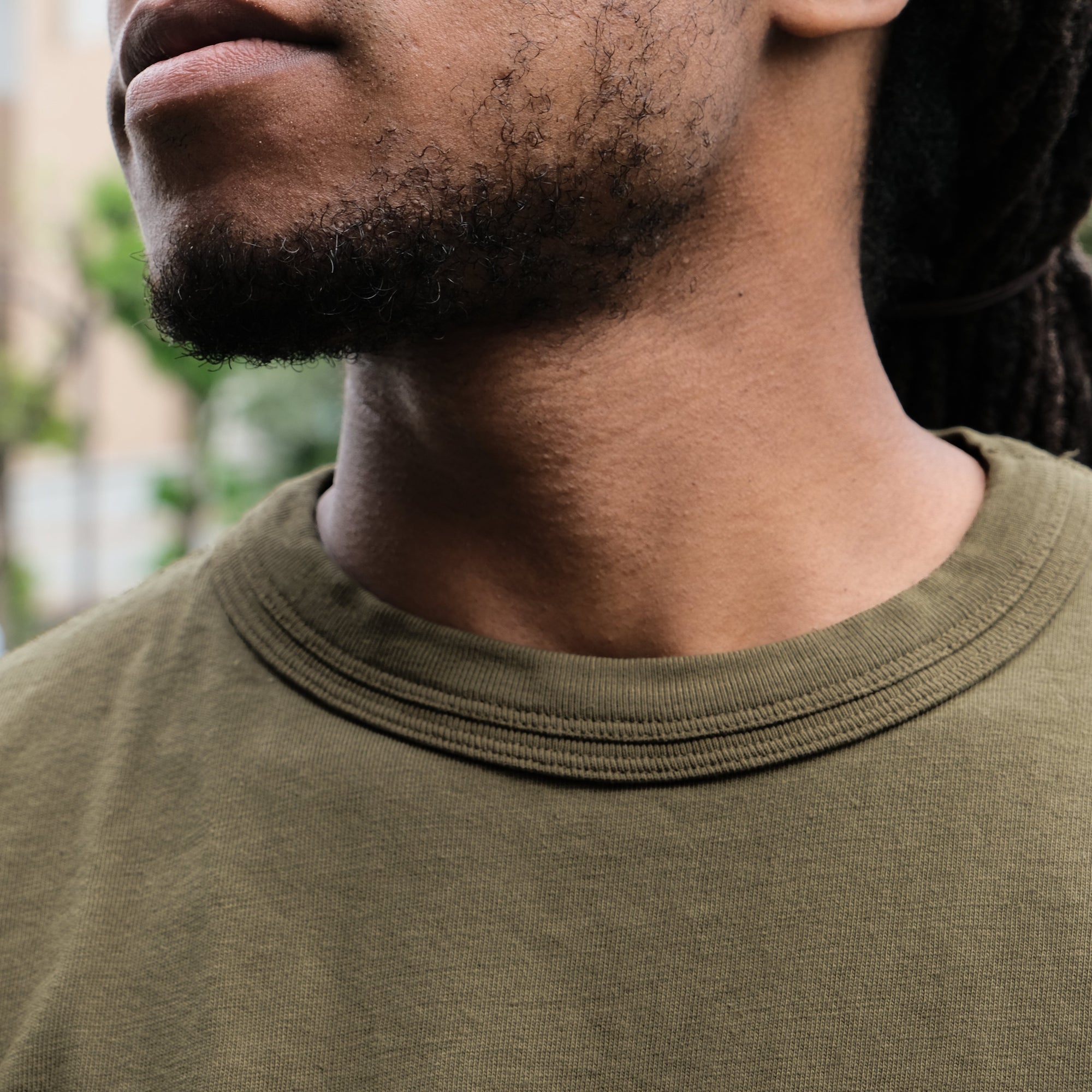 Loop & Weft Loopwheel Double Binder S/S Crewneck Tee (Olive)