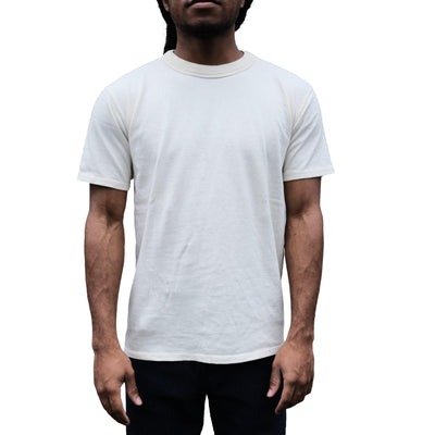 Loop & Weft Loopwheel Double Binder S/S Crewneck Tee (Ivory) - Okayama Denim