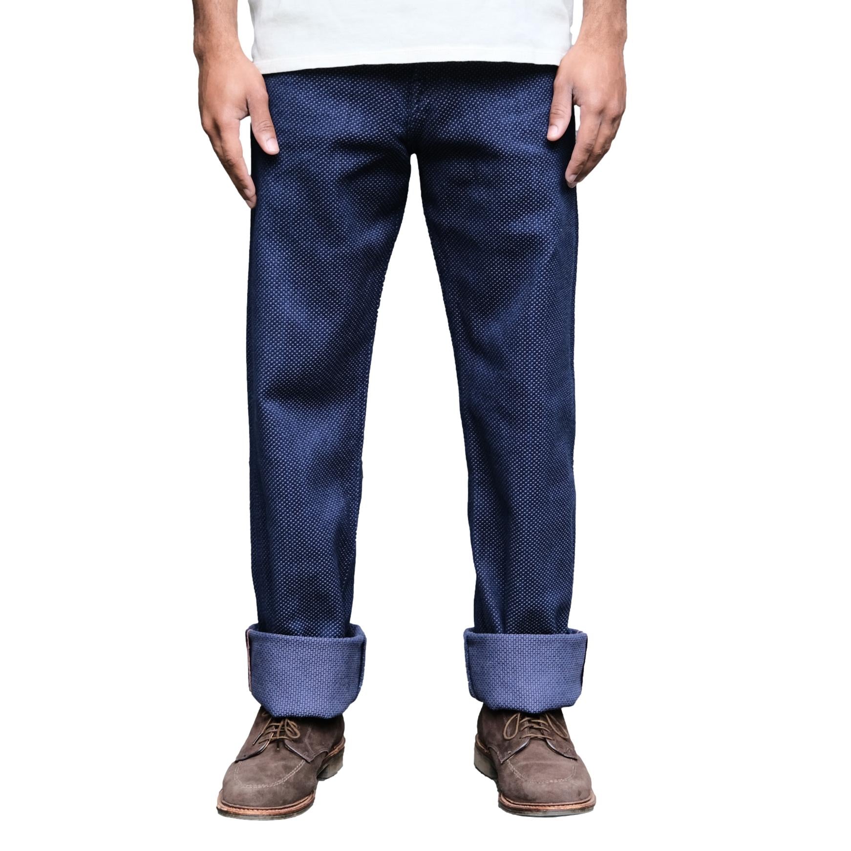 Graphzero 13oz. Indigo x Purple Selvedge Sashiko Pants - Okayama Denim
