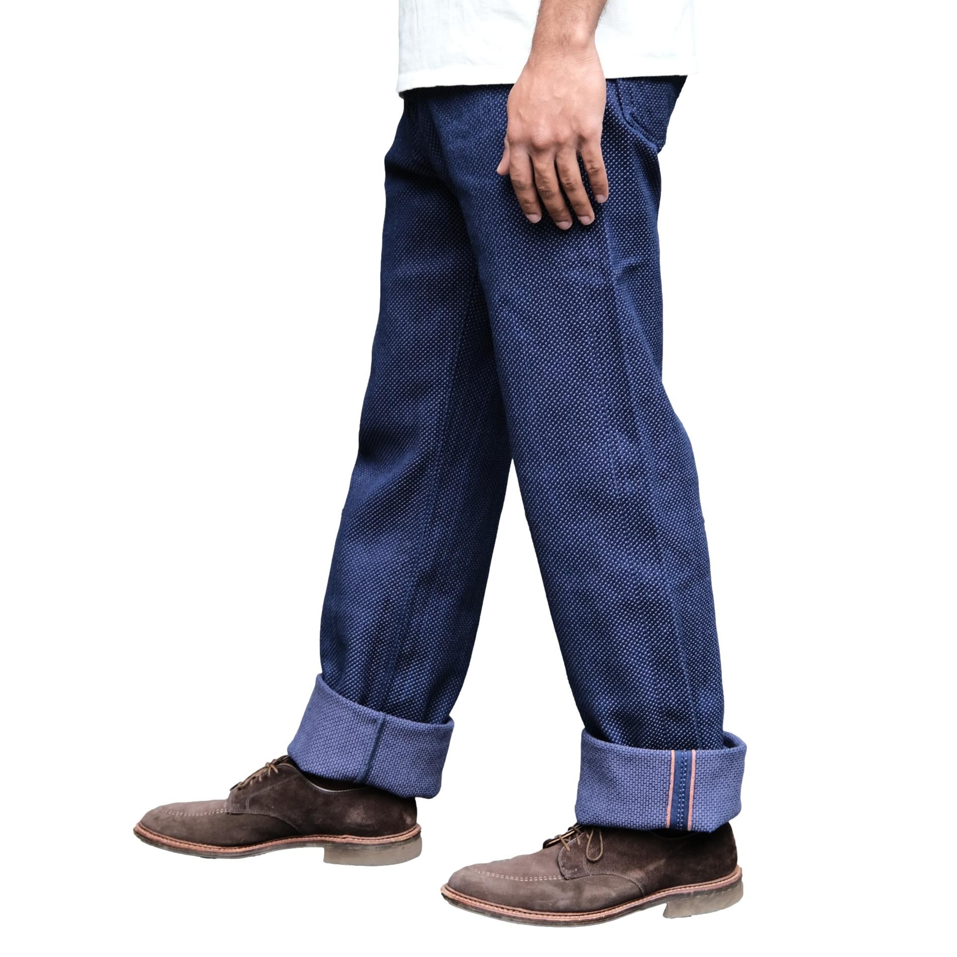 Graphzero 13oz. Indigo x Purple Selvedge Sashiko Pants - Okayama Denim