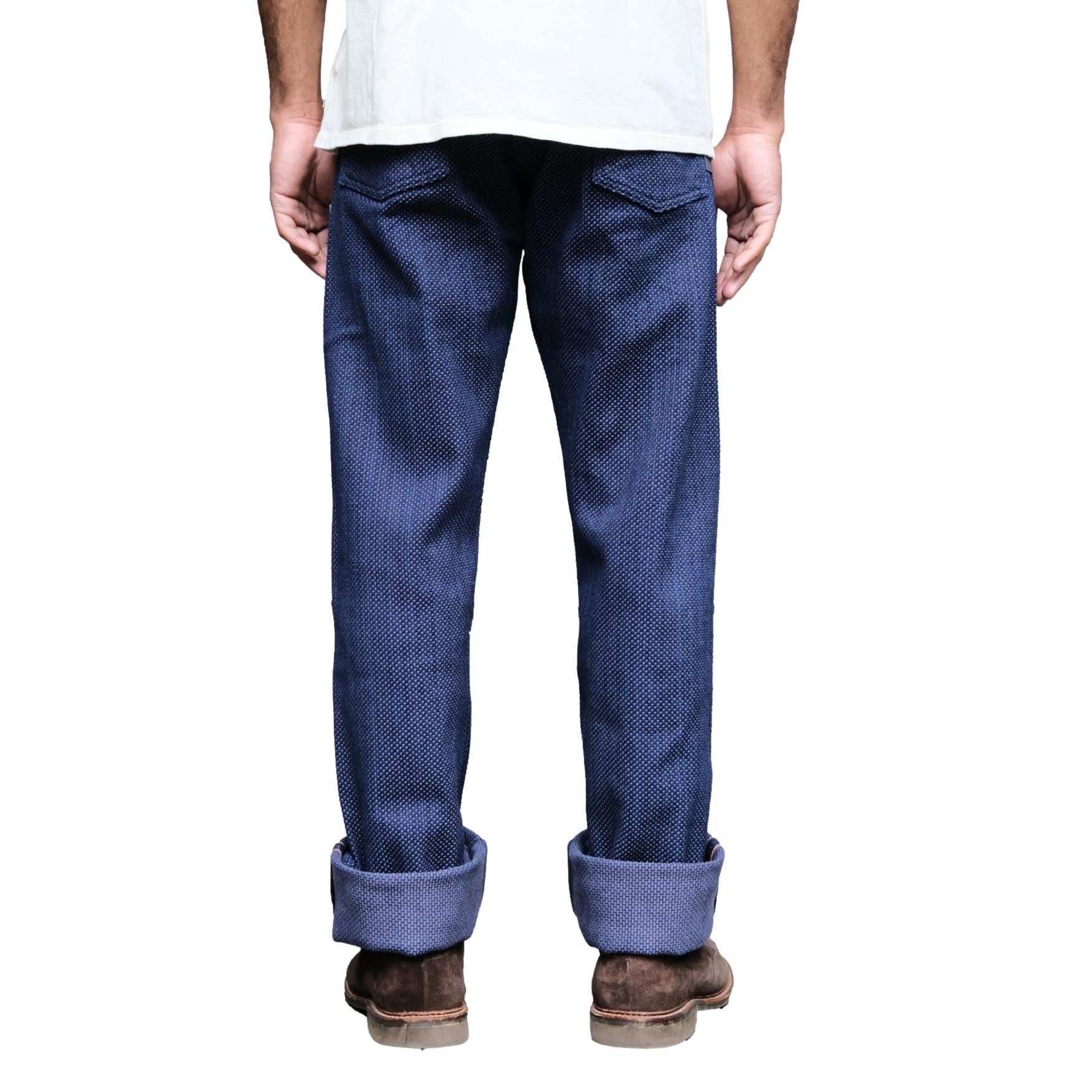 Graphzero 13oz. Indigo x Purple Selvedge Sashiko Pants - Okayama Denim