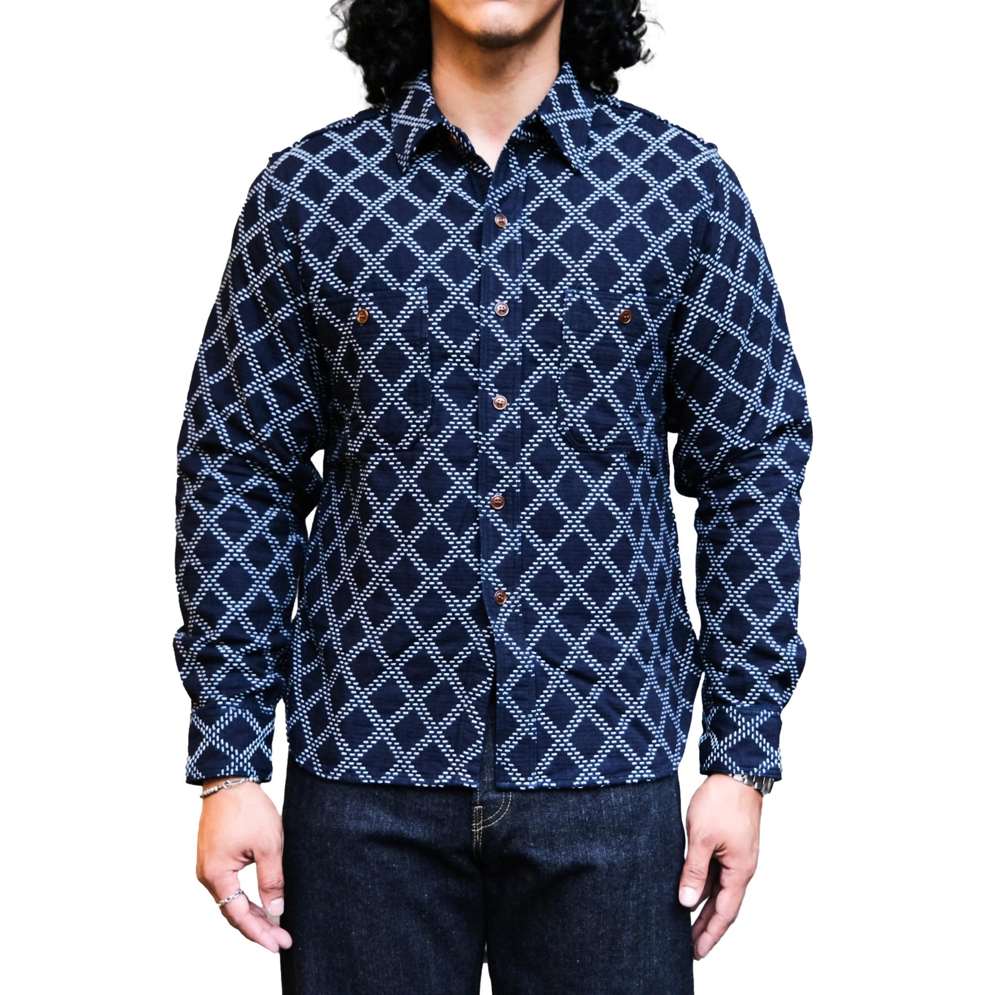 Studio D'Artisan Indigo Diamond Sashiko Shirt