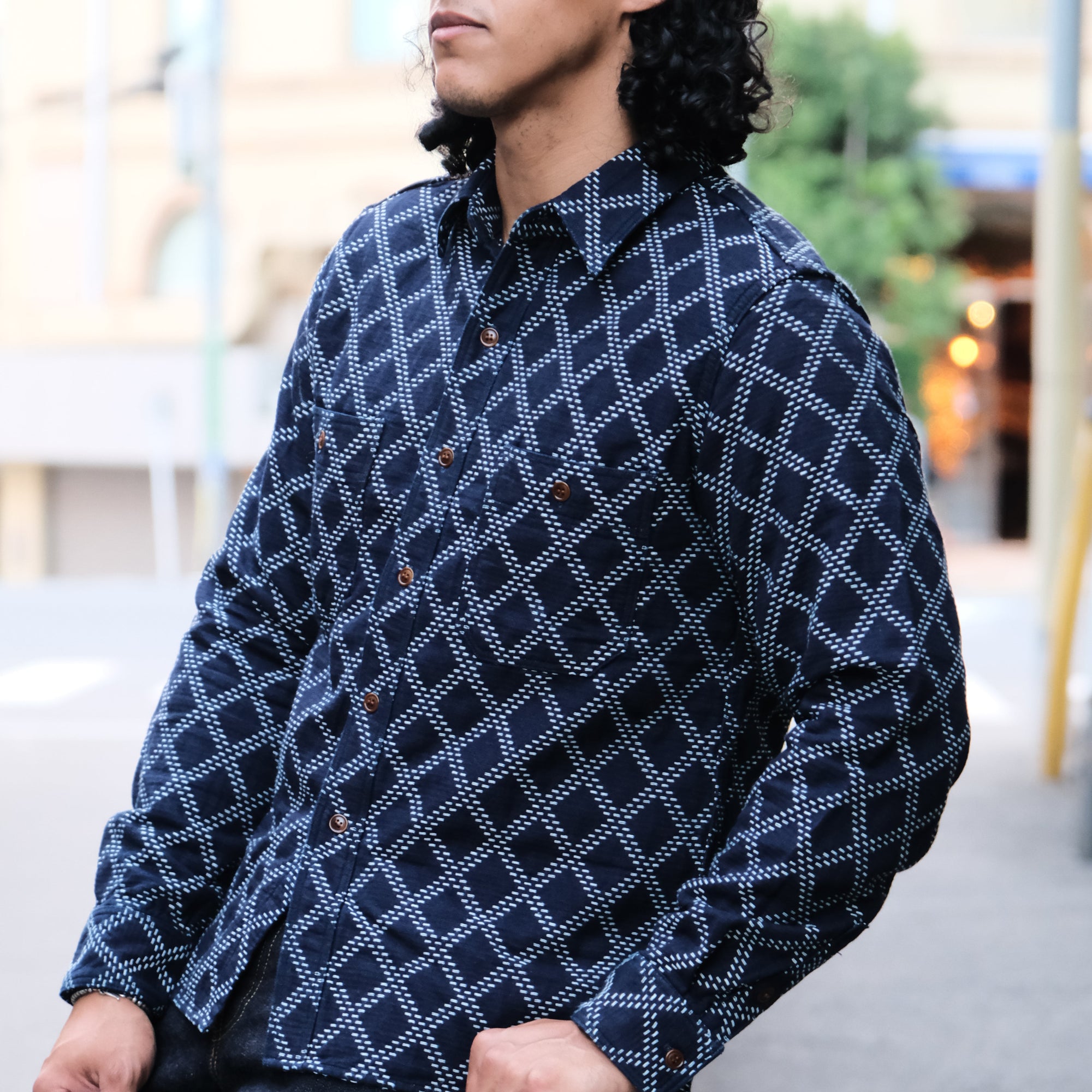 Studio D'Artisan Indigo Diamond Sashiko Shirt