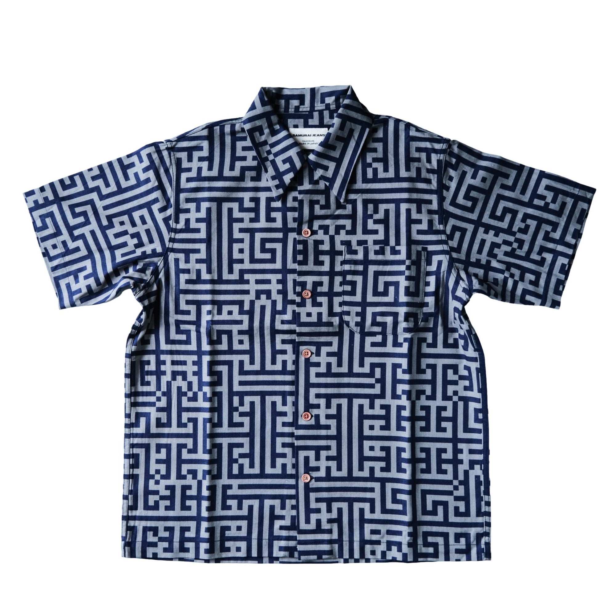 Samurai Jeans SSA26-02 Geometric Pattern Aloha Shirt