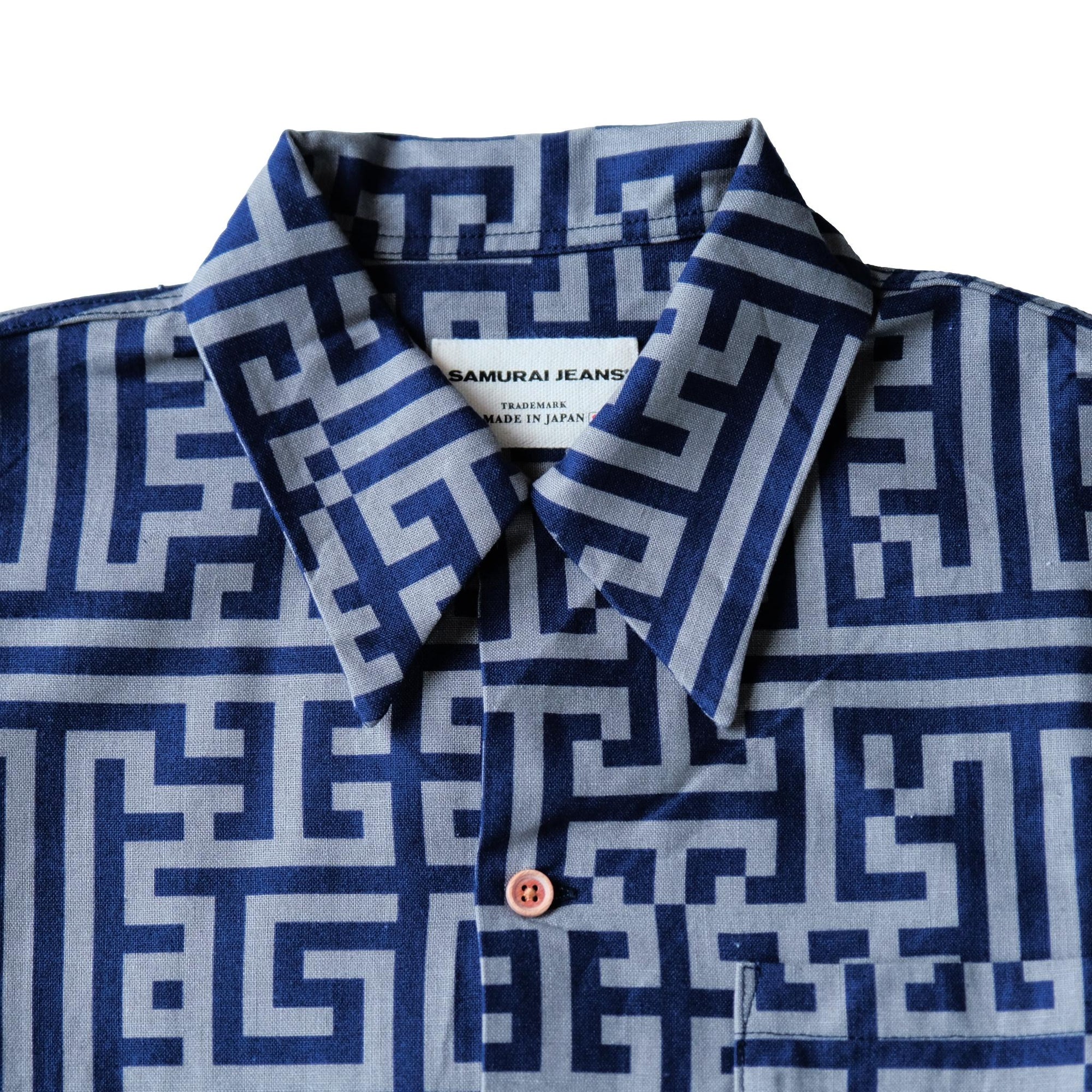 Samurai Jeans SSA26-02 Geometric Pattern Aloha Shirt