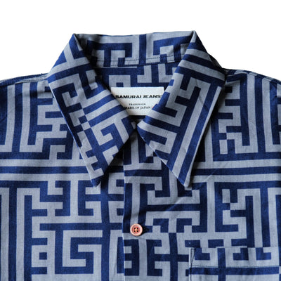 Samurai Jeans SSA26-02 Geometric Pattern Aloha Shirt