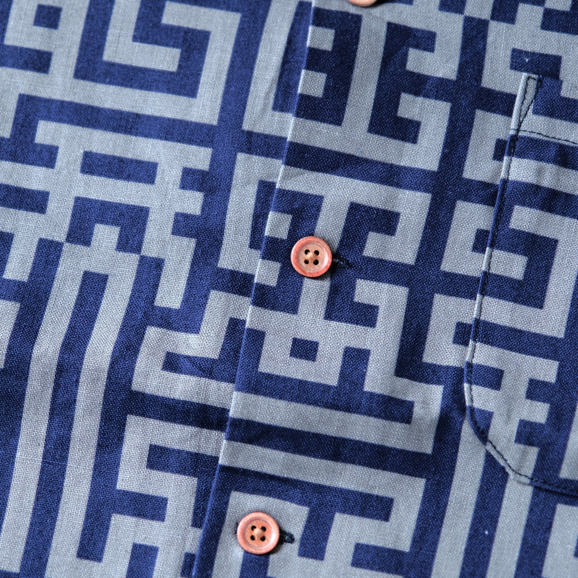 Samurai Jeans SSA26-02 Geometric Pattern Aloha Shirt