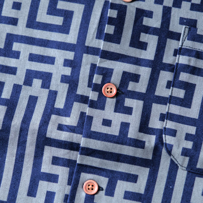 Samurai Jeans SSA26-02 Geometric Pattern Aloha Shirt