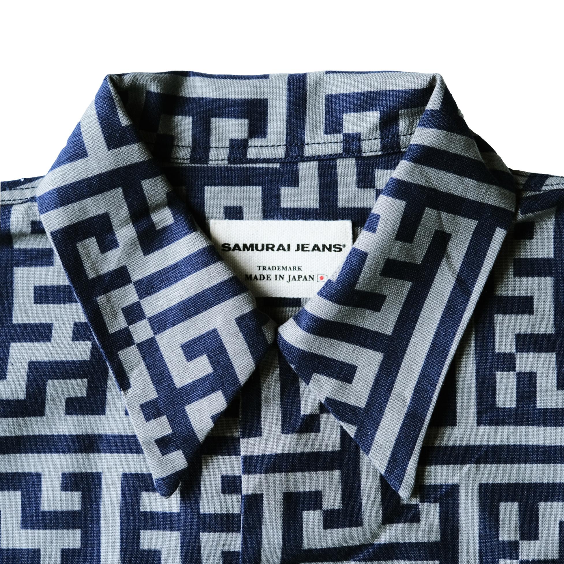 Samurai Jeans SSA26-02 Geometric Pattern Aloha Shirt