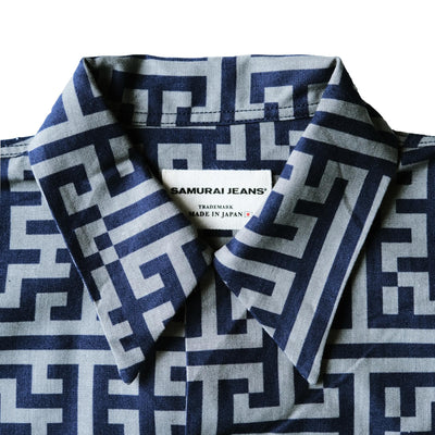 Samurai Jeans SSA26-02 Geometric Pattern Aloha Shirt