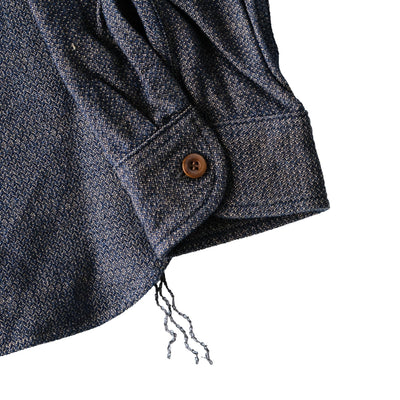 Samurai Jeans SSS26-KSK "Ai-Madara" Natural Indigo x Brown Sashiko Work Shirt