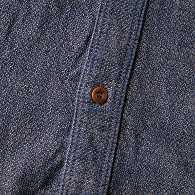 Samurai Jeans SSS26-KSK "Ai-Madara" Natural Indigo x Brown Sashiko Work Shirt
