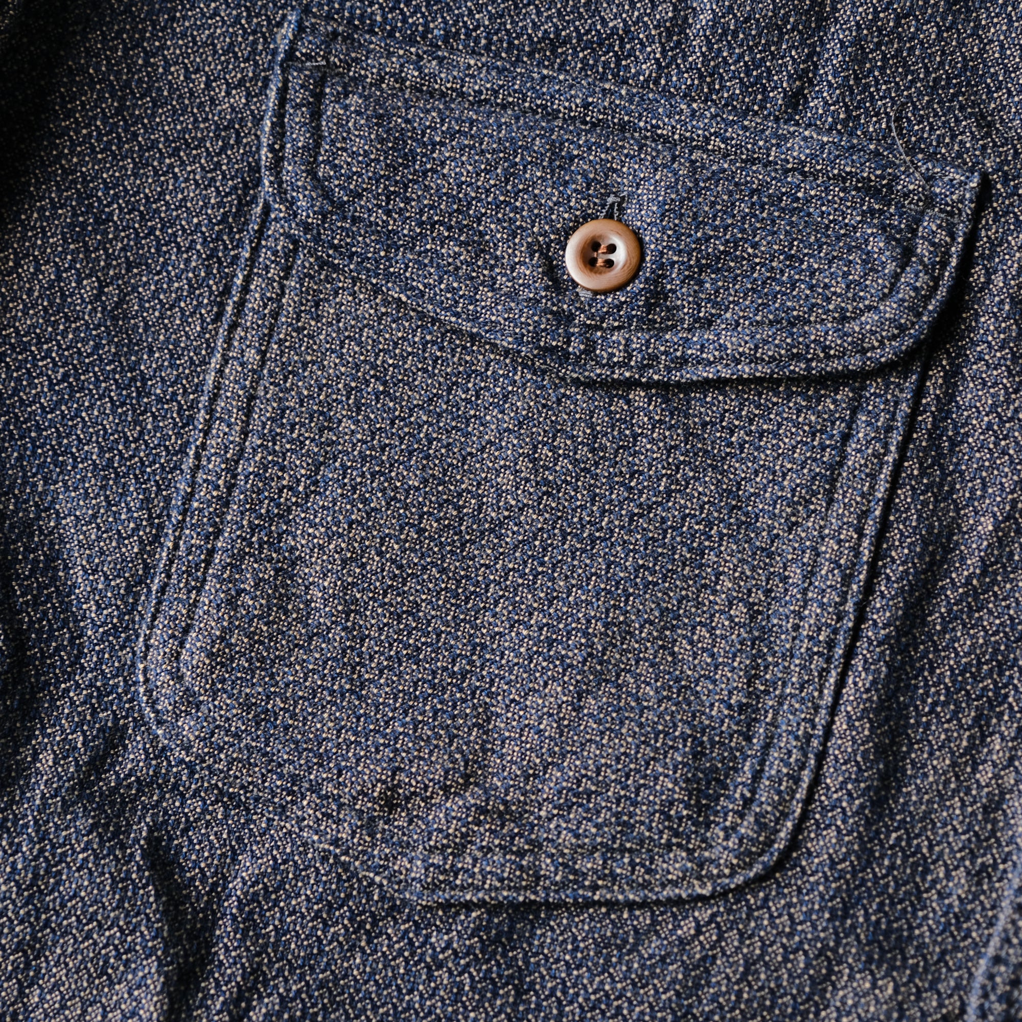 Samurai Jeans SSS26-KSK "Ai-Madara" Natural Indigo x Brown Sashiko Work Shirt