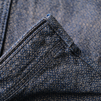 Samurai Jeans SSS26-KSK "Ai-Madara" Natural Indigo x Brown Sashiko Work Shirt