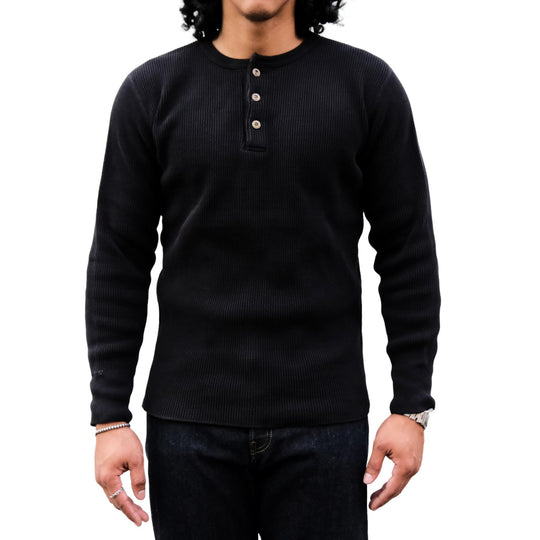 Studio D'Artisan L/S Heavy Thermal Henley (Black)