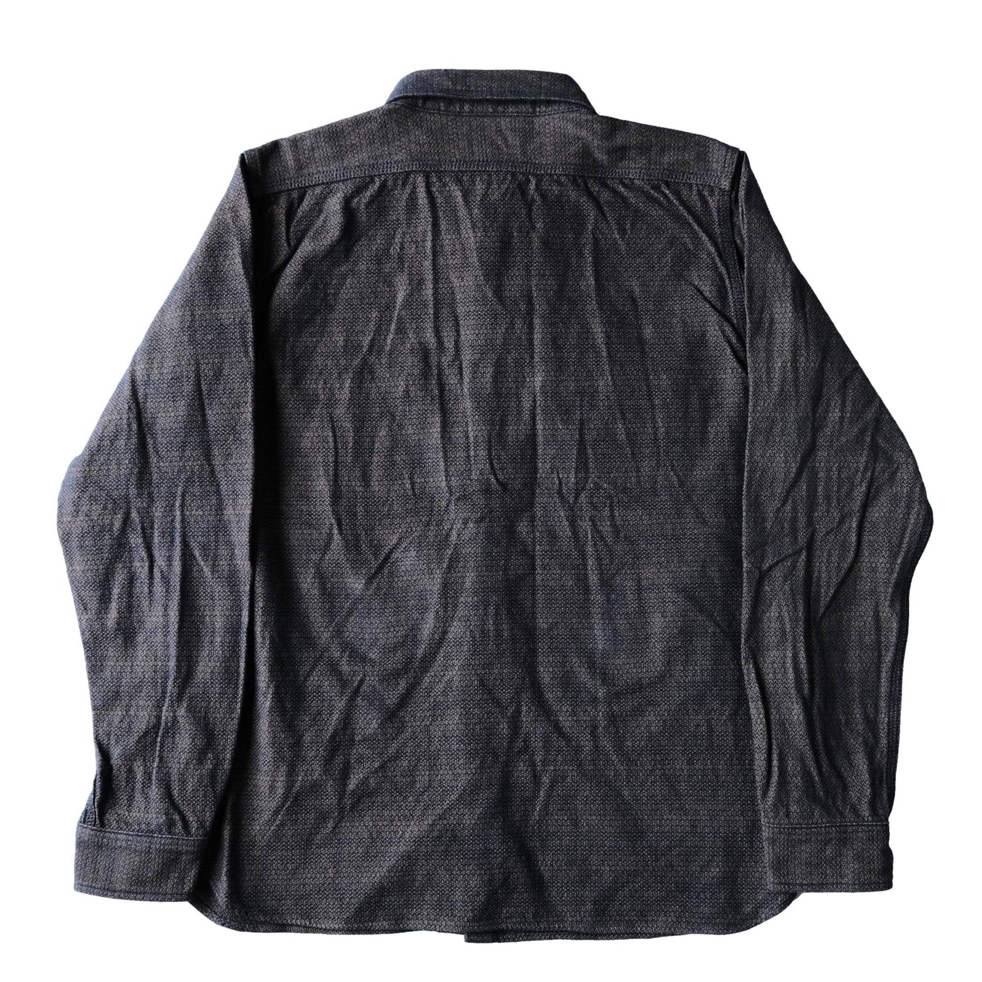 Samurai Jeans SSS26-KSK "Ai-Madara" Natural Indigo x Brown Sashiko Work Shirt