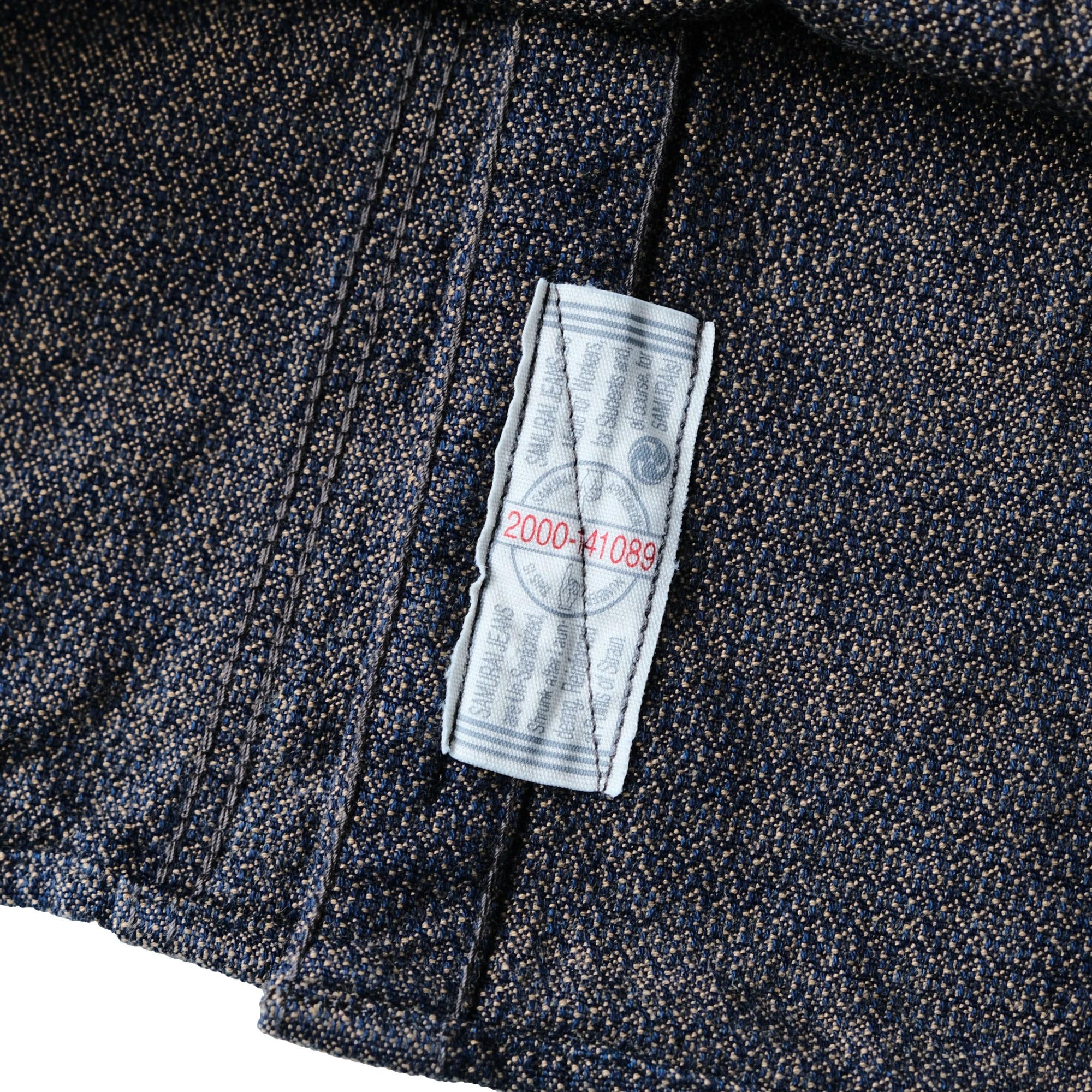 Samurai Jeans SSS26-KSK "Ai-Madara" Natural Indigo x Brown Sashiko Work Shirt