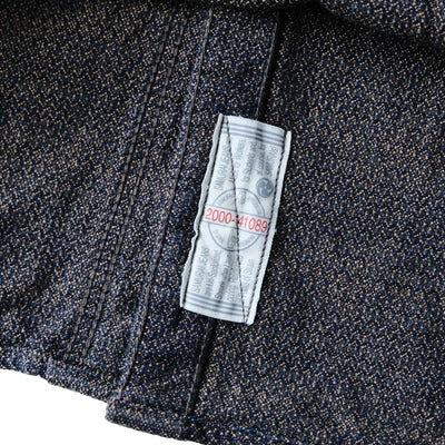 Samurai Jeans SSS26-KSK "Ai-Madara" Natural Indigo x Brown Sashiko Work Shirt