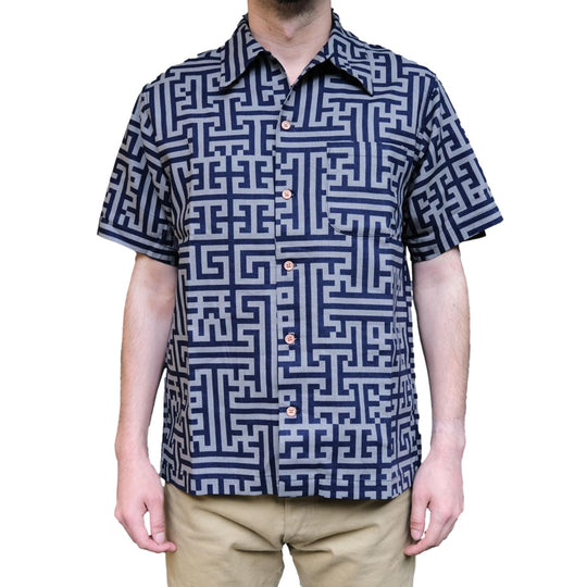 Samurai Jeans SSA26-02 Geometric Pattern Aloha Shirt