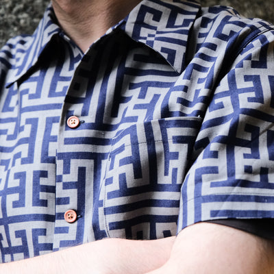 Samurai Jeans SSA26-02 Geometric Pattern Aloha Shirt