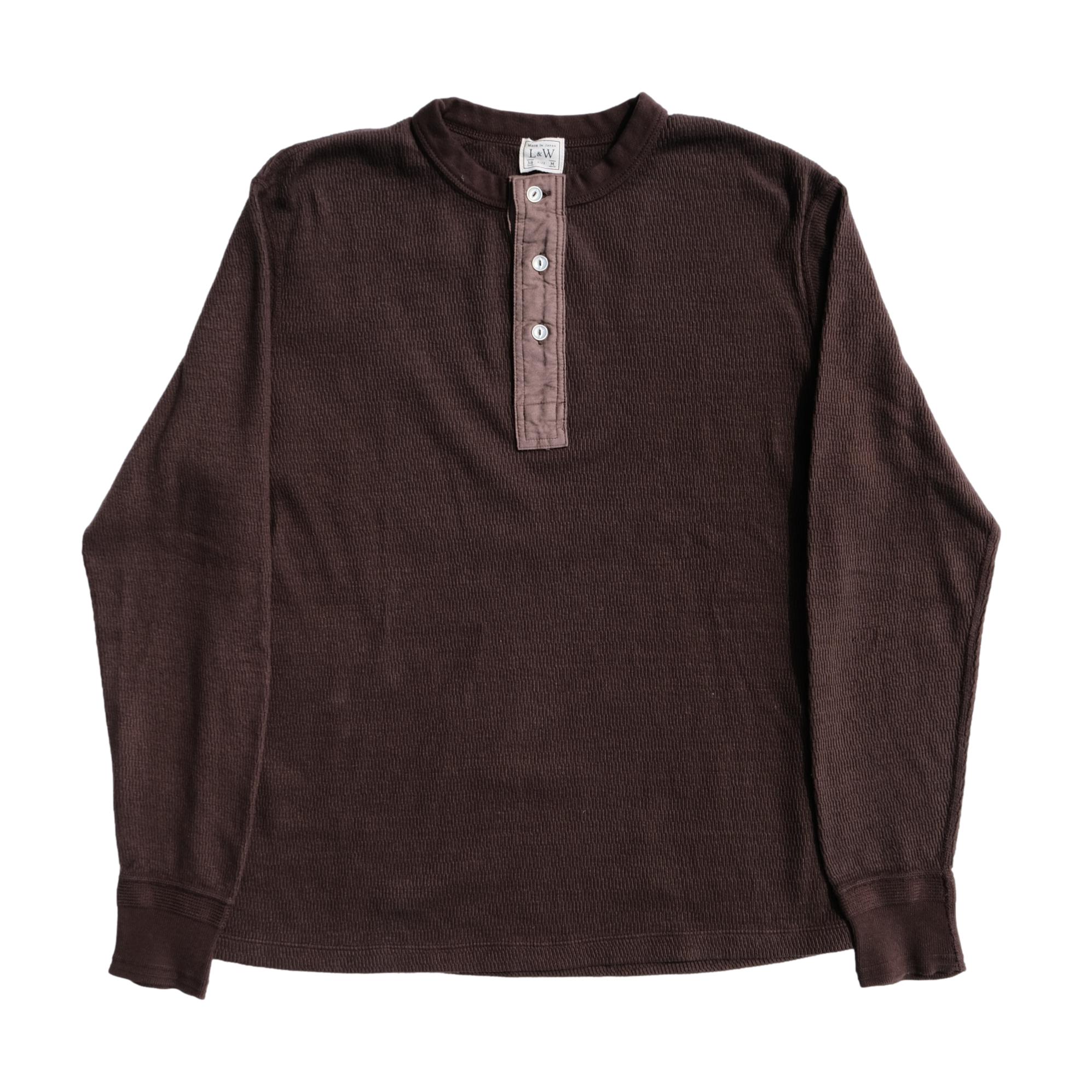 Loop & Weft Supima Long Honeycomb Thermal Henley (Brown)