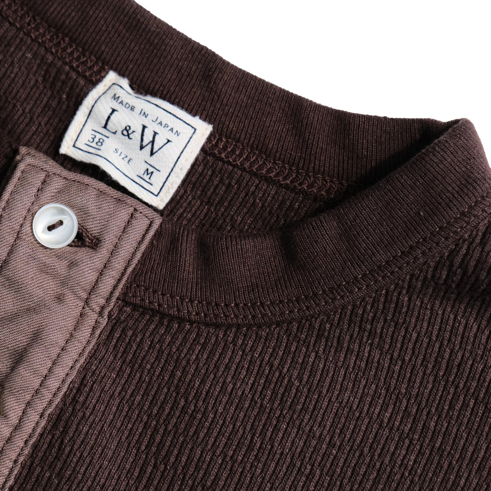 Loop & Weft Supima Long Honeycomb Thermal Henley (Brown)