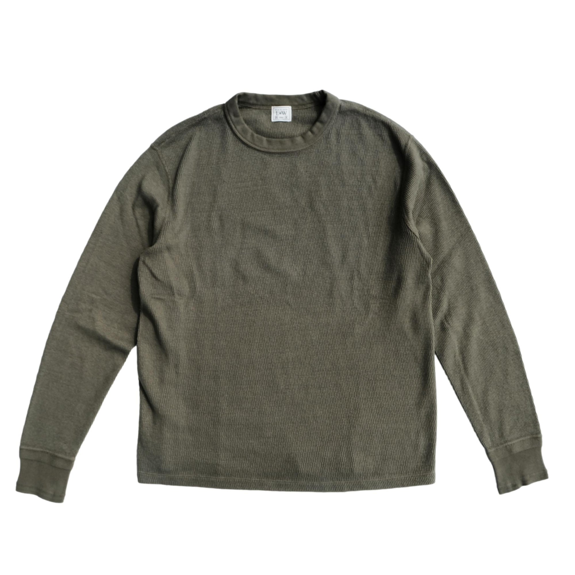 Loop & Weft Supima Long Honeycomb Crewneck Thermal (Olive)