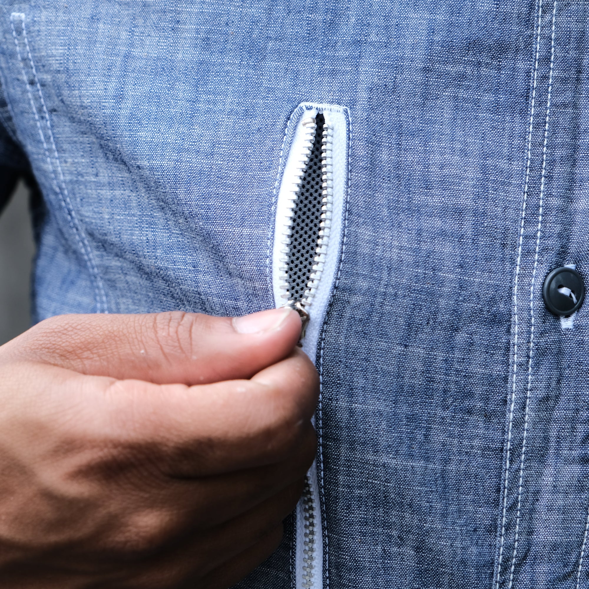 Fullcount x Fumito Ganryu USN Selvedge Chambray Shirt - Okayama Denim