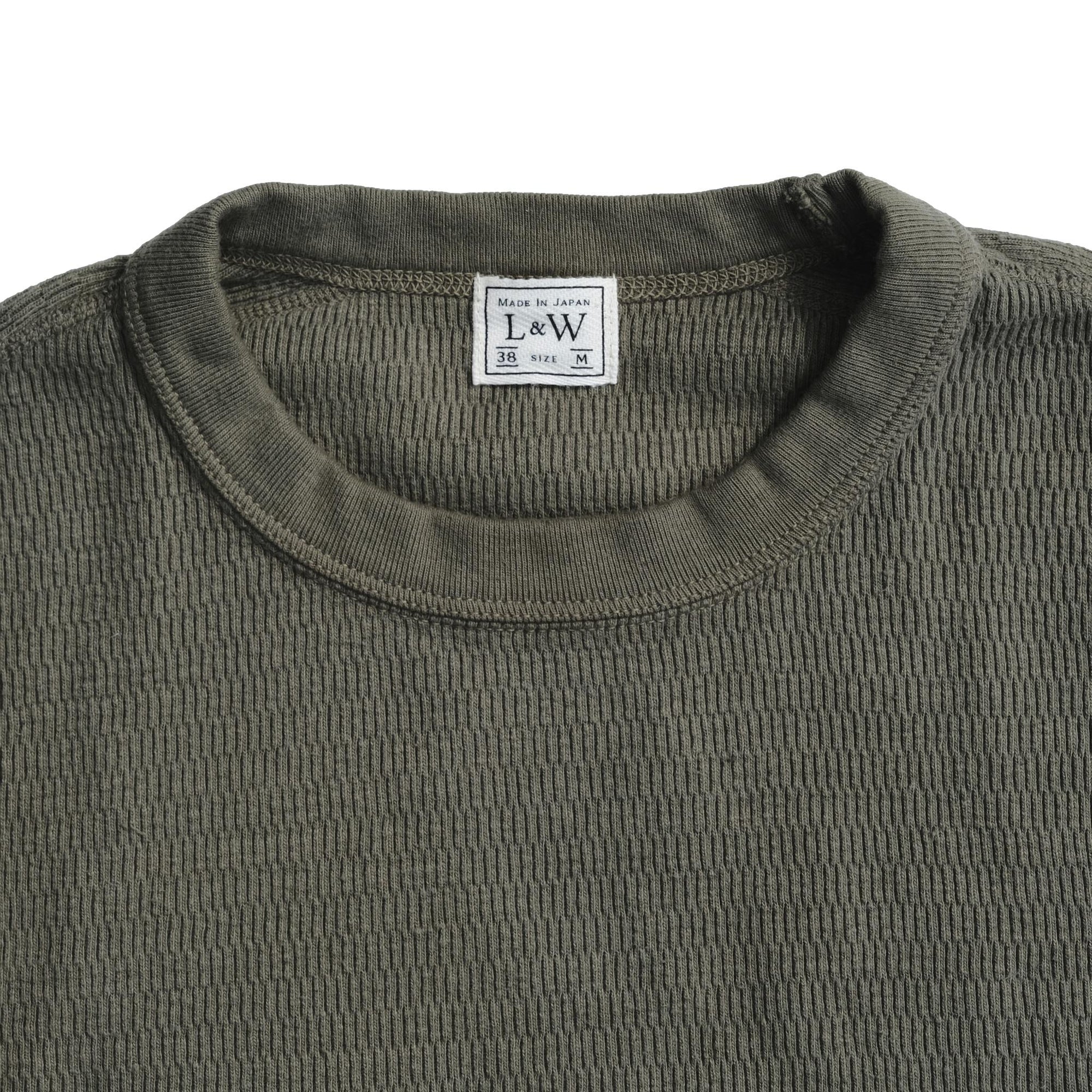 Loop & Weft Supima Long Honeycomb Crewneck Thermal (Olive)